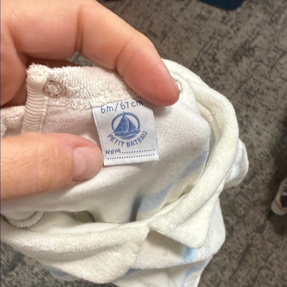 Petit Bateau Cream and Blue Striped Kids One Piece - Picture 3 of 3